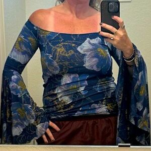 Floral Off-Shoulder Top - Blue